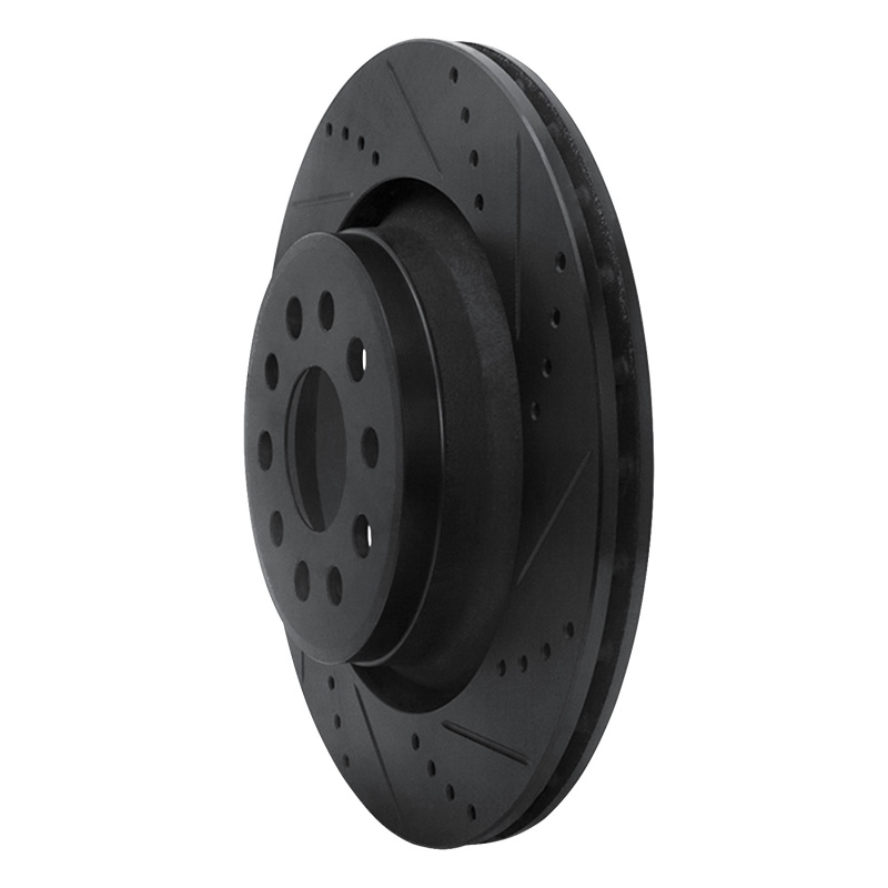 Maserati Ghibli Brake Rotor (1) - Rear Right - R1 Concepts - Drilled & Slotted - Black - `17-`24